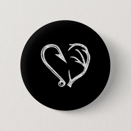 Hook Antler Heart Liebe Fischfang Jagd Hirsche H Button (Vorderseite)