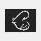 Hook Antler Heart Liebe Fischfang Jagd Hirsche H Fleecedecke (Vorderseite (Horizontal))