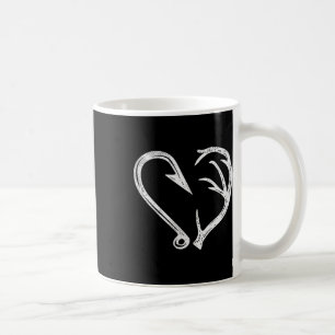 Hook Antler Heart Liebe Fischfang Jagd Hirsche H Kaffeetasse