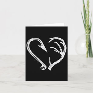 Hook Antler Heart Liebe Fischfang Jagd Hirsche H Karte
