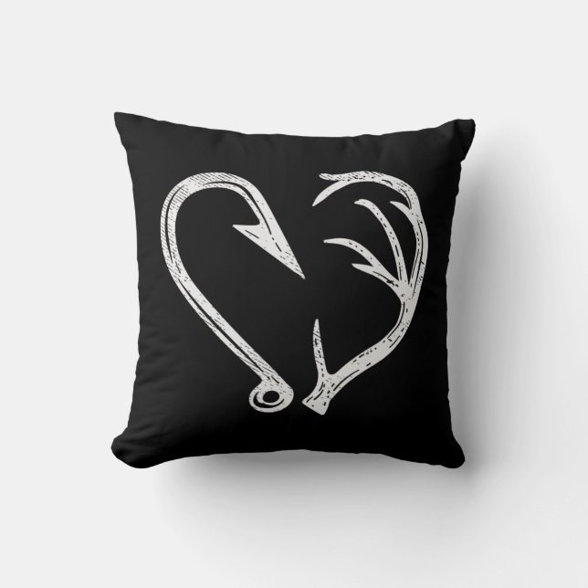 Hook Antler Heart Liebe Fischfang Jagd Hirsche H Kissen (Vorderseite)