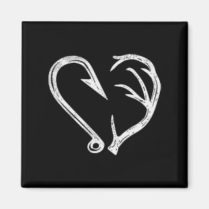 Hook Antler Heart Liebe Fischfang Jagd Hirsche H Magnet