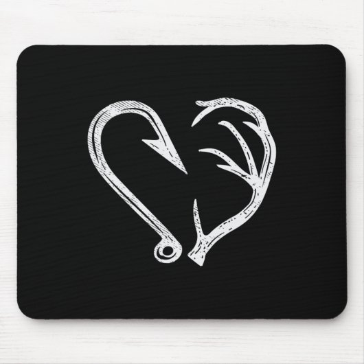 Hook Antler Heart Liebe Fischfang Jagd Hirsche H Mousepad (Vorne)