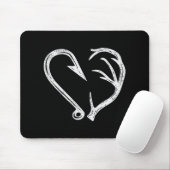 Hook Antler Heart Liebe Fischfang Jagd Hirsche H Mousepad (Mit Mouse)