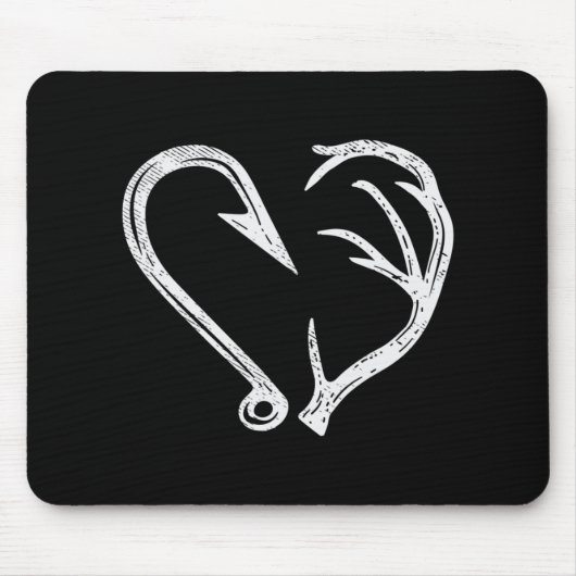 Hook Antler Heart Liebe Fischfang Jagd Hirsche H Mousepad (Vorne)