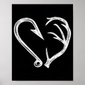 Hook Antler Heart Liebe Fischfang Jagd Hirsche H Poster (Vorne)