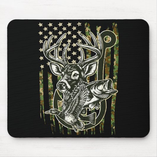 Hook Antler Heart Love Fishing Hunting Fish Deer H Mousepad (Vorne)