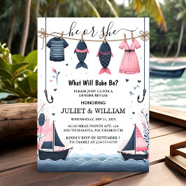 Hook Bait Fun Wood Fish Gender Reveal Einladung