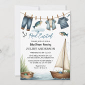 Hook Bait Fun Wood Little Fisherman Baby Shower Einladung (Vorderseite)