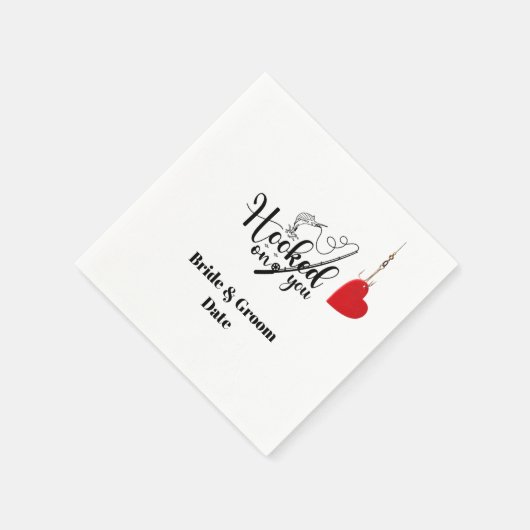 Hook dich für das Angeln mit Liebe Hochzeit Serviette (Ecke)