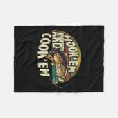 Hook Em Cook Em Go Vintager Fang Fleecedecke (Vorderseite (Horizontal))