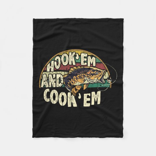 Hook Em Cook Em Go Vintager Fang Fleecedecke (Vorderseite)
