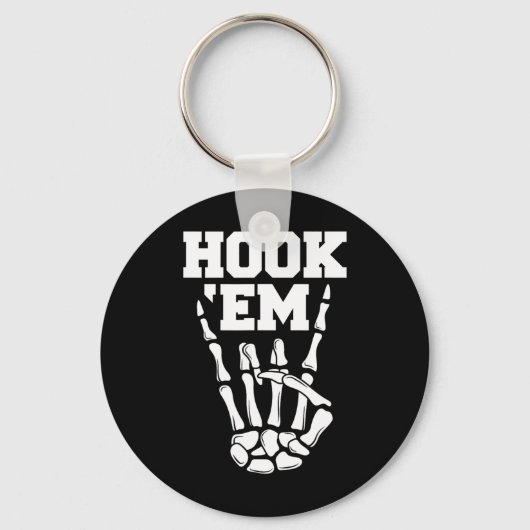 Hook em Skeleton Horns Halloween 2 Schlüsselanhänger (Vorderseite)