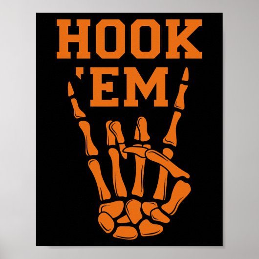 Hook em Skeleton Horns Halloween Poster (Vorne)