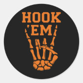 Hook em Skeleton Horns Halloween Runder Aufkleber (Vorderseite)