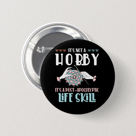 Hook Hobby Crafting Yarn Lover Button (Vorne & Hinten)