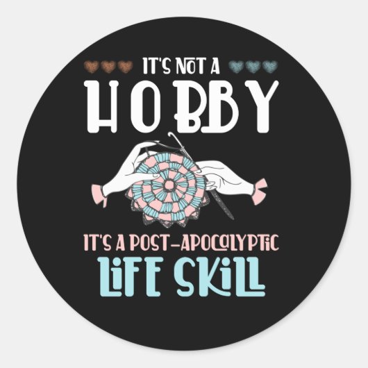 Hook Hobby Crafting Yarn Lover Runder Aufkleber (Vorderseite)