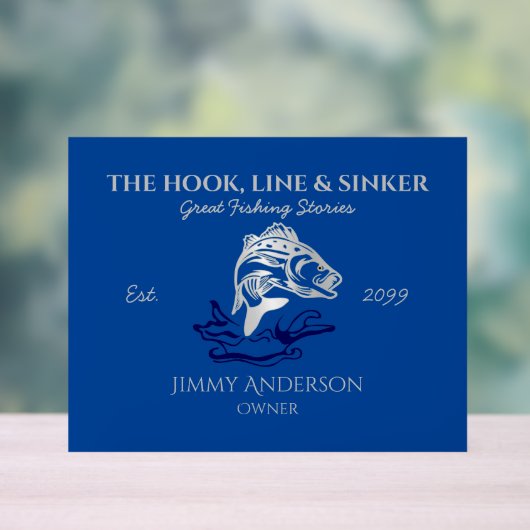 Hook Line & Sinker Bar Fisherman Akryllische Zeich Acrylschild (Neutral)