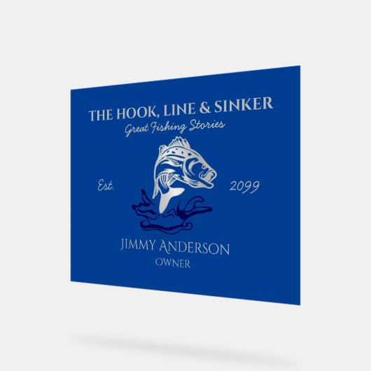 Hook Line & Sinker Bar Fisherman Akryllische Zeich Acrylschild (Winkel)