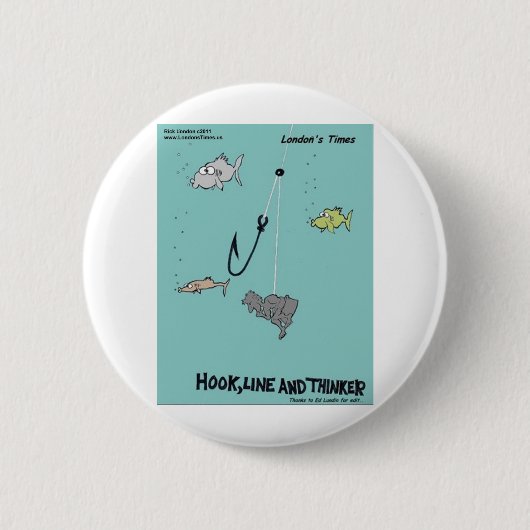 Hook Line & Thinker Funny Gaben T-Shirts & Karten Button (Vorderseite)
