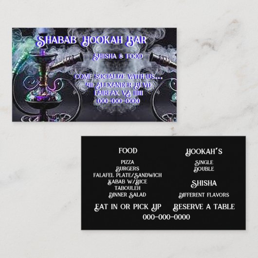 Hookah Bar Standard, 3,5 Zoll x 2,0" Visitenkarte (Vorne/Hinten)