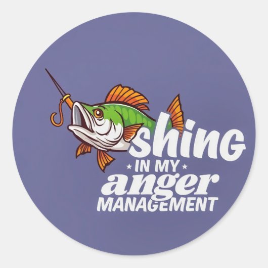 Hooked on Anger Management: Reel in Your Emotions Runder Aufkleber (Vorderseite)