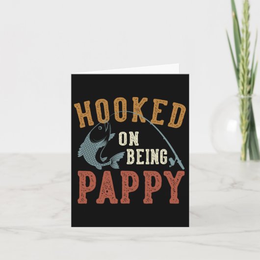 Hooked on be Pappy Vatertag Fishing Pappy Karte (Vorderseite)