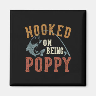 Hooked on be Poppy Vatertag Fischen Mohn Magnet