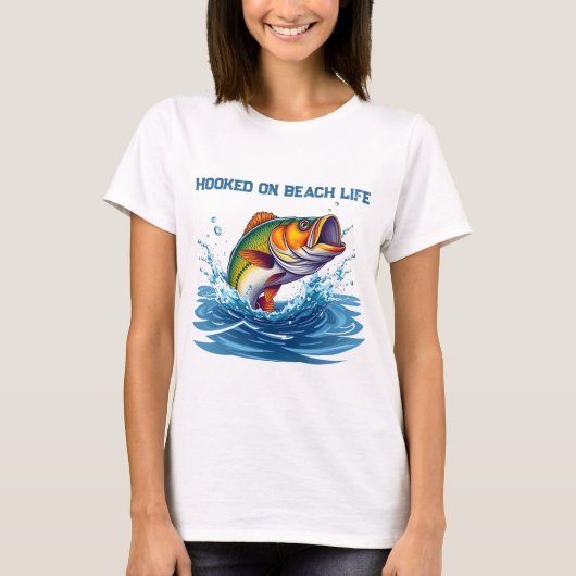 Hooked on Beach Life Fisherman Core Fish T-Shirt (Vorderseite)