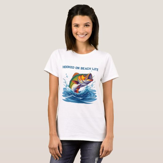 Hooked on Beach Life Fisherman Core Fish T-Shirt (Vorne ganz)