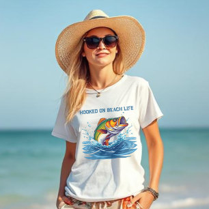 Hooked on Beach Life Fisherman Core Fish T-Shirt