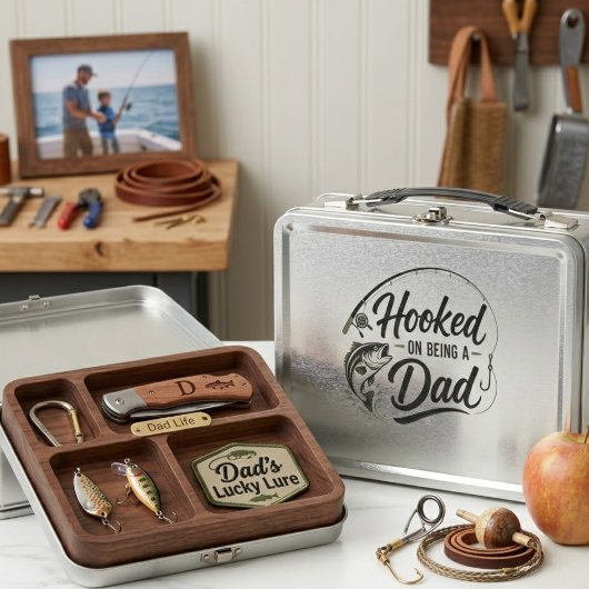 Hooked on Dad Life Metall Brotdose