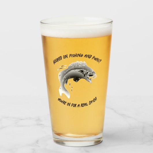 Hooked on Fishing and Puns? - Fischbier Glas (Vorne (Gefüllt))