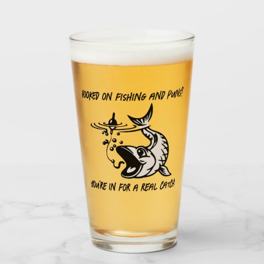 Hooked on Fishing and Puns? - Fischbier Glas (Vorne (Gefüllt))