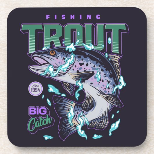 Hooked on Foreut Untersetzer | Forellen Korkküste (Vorderseite)