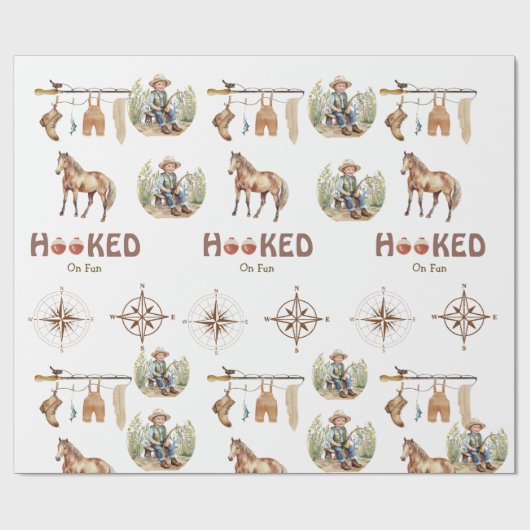 Hooked on Fun Little Fisherman Derby Boy Shower Geschenkpapier (Flach)