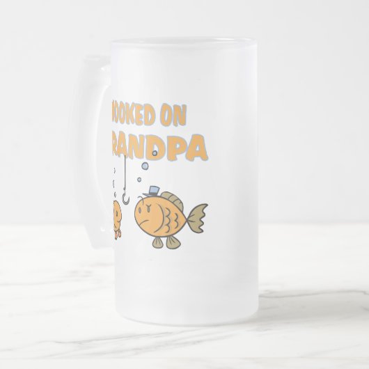 Hooked on Grandpa (Fisch) Mattglas Bierglas (Vorderseite Links)