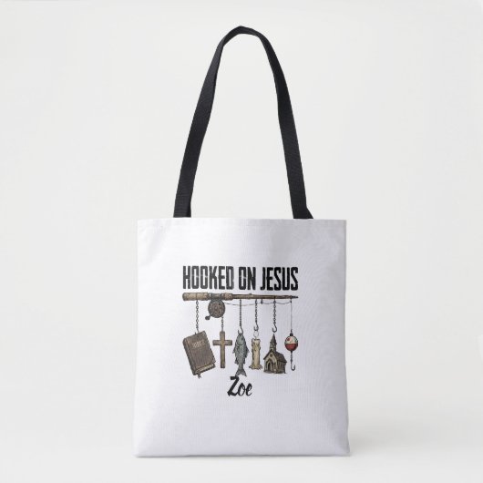 Hooked on Jesus Personalisierte Tragetasche Tasche (Vorderseite)