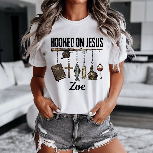 Hooked on Jesus Personalisiertes T-Shirt