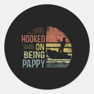 Hooked on Seing Pappy Fishing Gifts Pappy Vaters Runder Aufkleber
