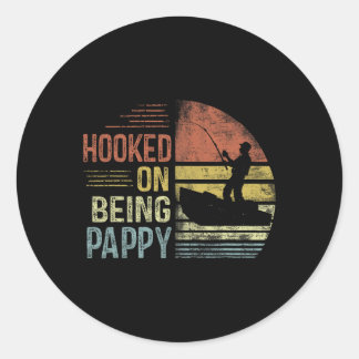 Hooked on Seing Pappy Fishing Gifts Pappy Vaters Runder Aufkleber