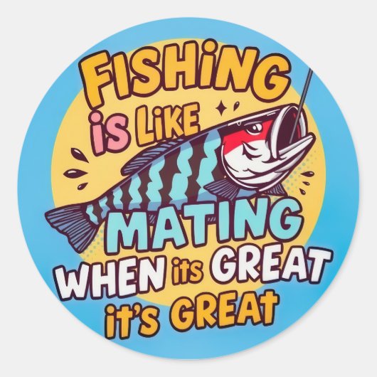 Hooked on Spaß: Ein spielerischer Fang Runder Aufkleber (Vorderseite)