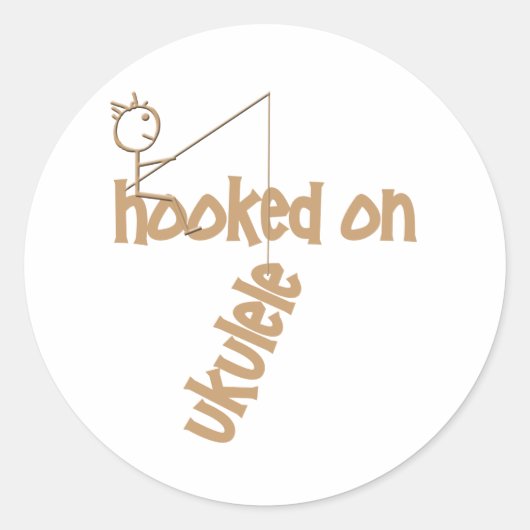 Hooked On Ukulele Runder Aufkleber (Vorderseite)