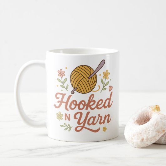 Hooked on Yarn Cute Crochet Lover Design for Craft Kaffeetasse (Mit Donut)