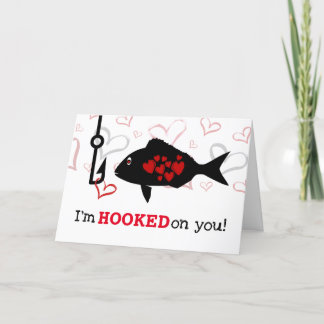 Hooked on you Heart and Fish Valentine's Day Feiertagskarte