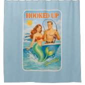 Hooked Up Fishing Pin-up Mermaid | Funny Nautical Duschvorhang (Vorderseite)