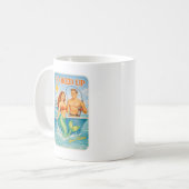 Hooked Up Retro Pin-Up Mermaid | Coastal Fishing Kaffeetasse (Vorderseite Links)