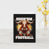 Hook'em Staat von Texas Fußball mit Haar und Horn Karte (Gelbe Blume)