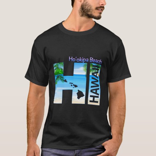 Ho'Okipa Beach Hi Hawaii Aloha Staat Urlaub T-Shirt (Vorderseite)