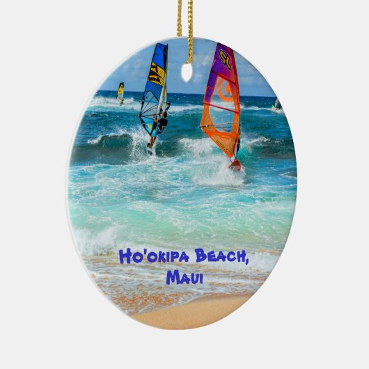 Ho'okipa Beach und Maui Surfboards Keramik Ornament (Rechts)